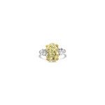 3 Carat Oval Shaped Fancy Intense Yellow with Pear Shaped Side Stones- Certified Lab Grown Diamond